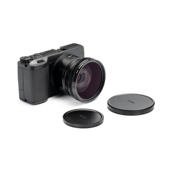 Ricoh GR with the NiSi PR-10 converter and its two metal caps