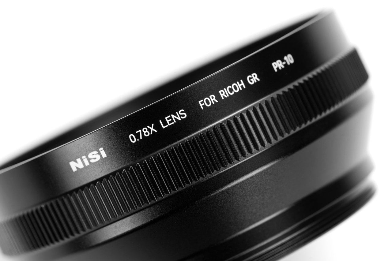 Detail of the NiSi PR-10 wide angle converter: 0.78x lens for Ricoh GR