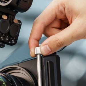 Hand fitting the JetMag Pro Matte Box onto a cinema lens