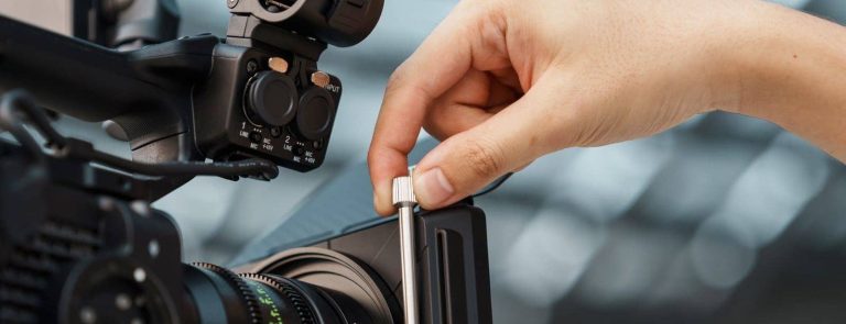 Hand fitting the JetMag Pro Matte Box onto a cinema lens